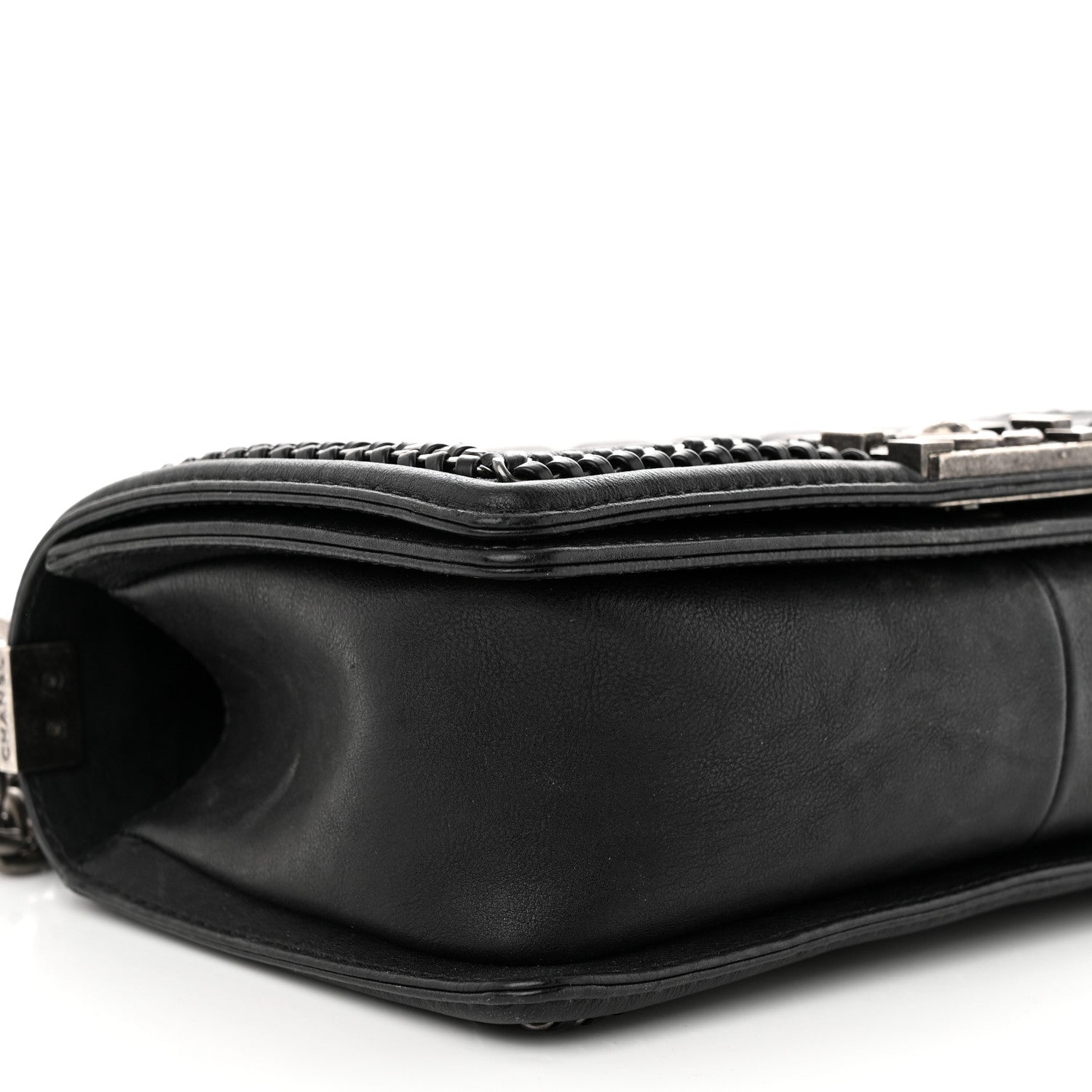 Chanel Calfskin Quilted Medium Boy Top Handle Flap Black 9 of 11