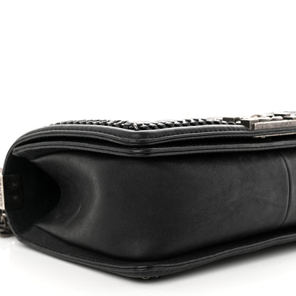 Chanel Calfskin Quilted Medium Boy Top Handle Flap Black 9 of 11