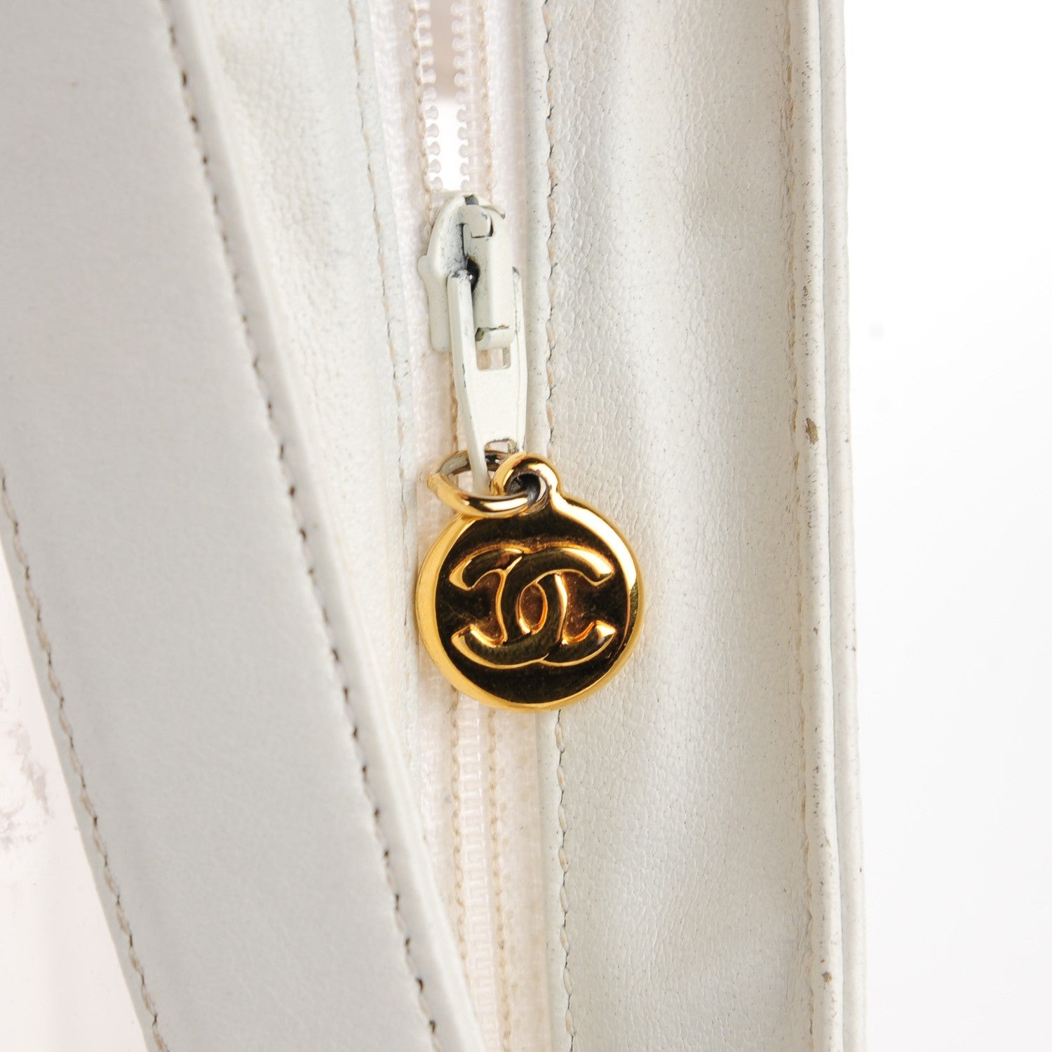 Chanel Vinyl CC Logo Cosmetic Pouch White 9 of 9