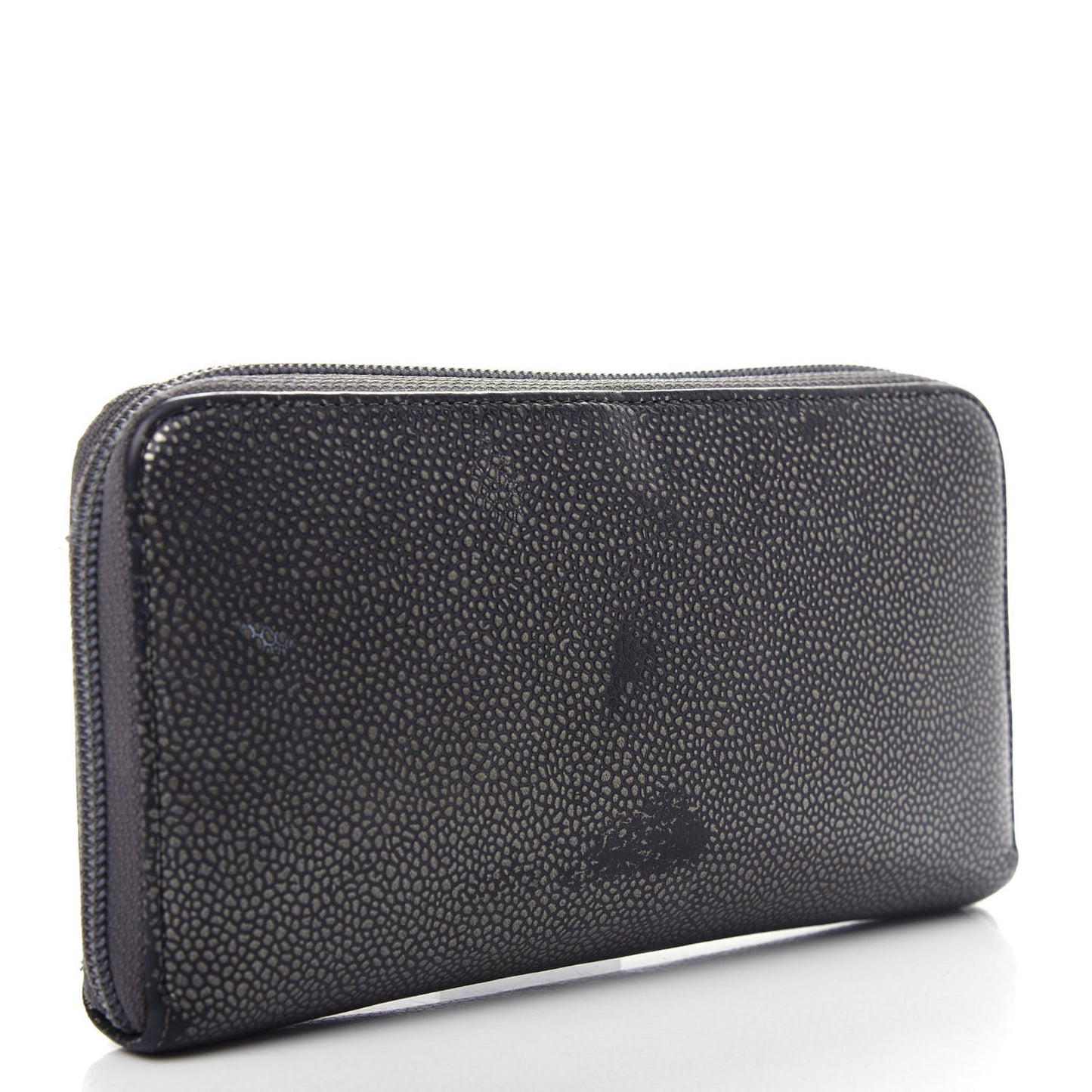 Metallic Calfskin Large Timeless CC Zip Around Wallet Argent Fonce