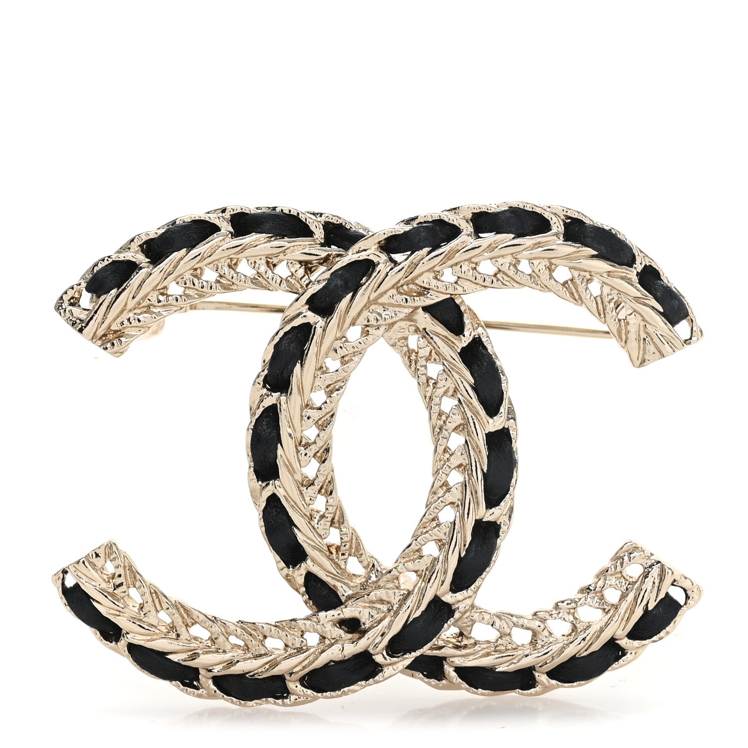Chanel Lambskin Chain CC Brooch Black Gold 1 of 4