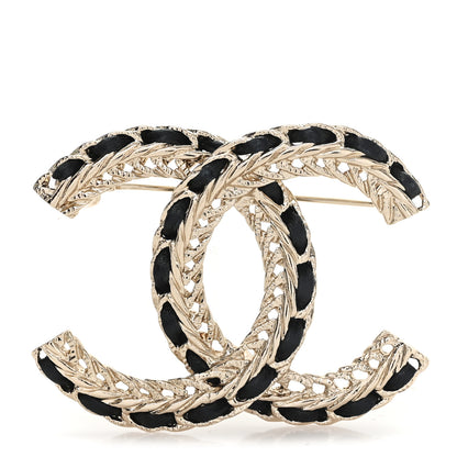 Chanel Lambskin Chain CC Brooch Black Gold 1 of 4