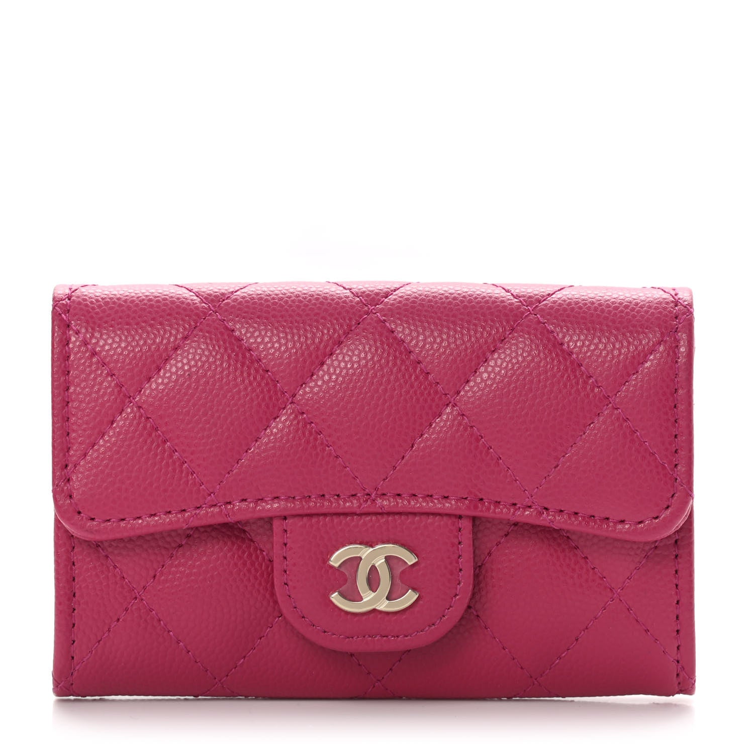 Chanel Caviar Quilted Flap Card Holder Wallet Dark Pink 1 of 10