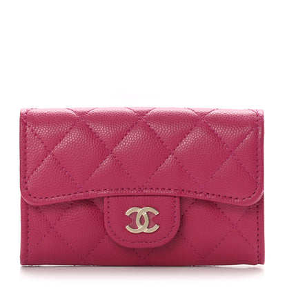 Chanel Caviar Quilted Flap Card Holder Wallet Dark Pink 1 of 10