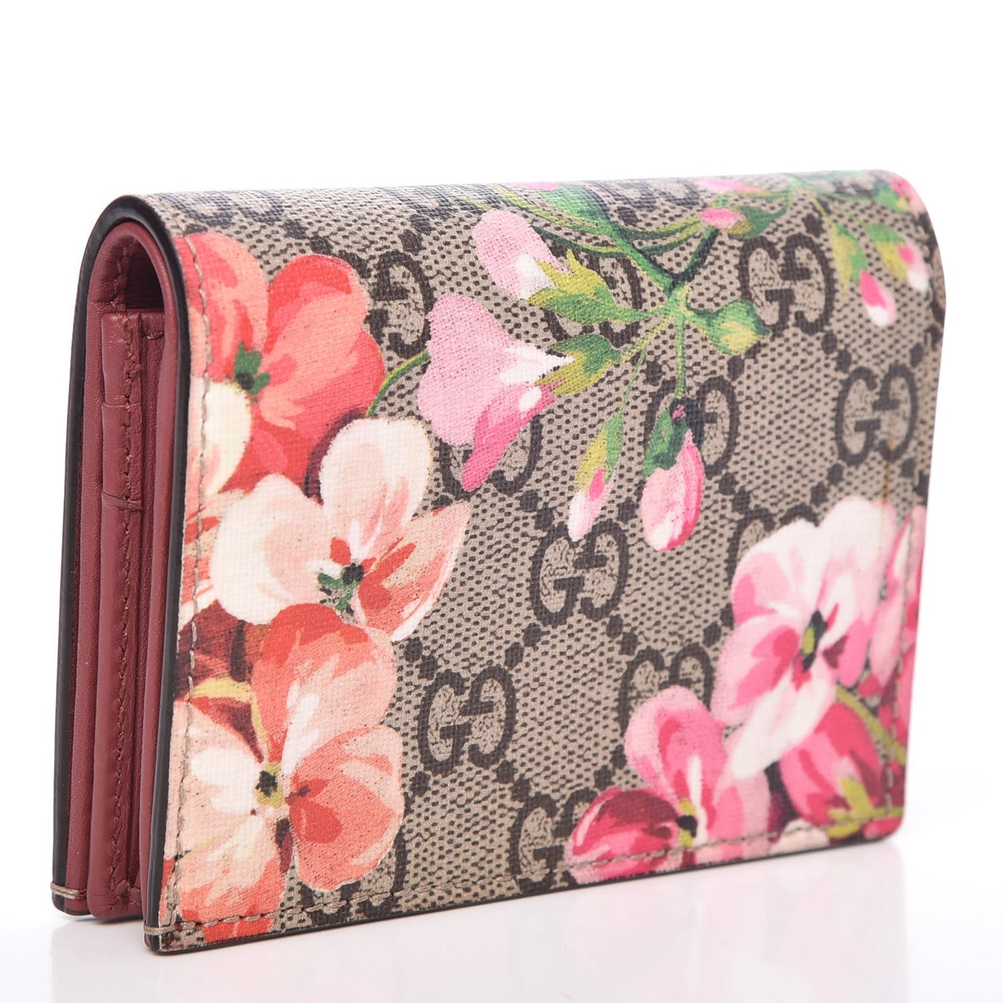 GG Supreme Monogram Blooms Card Case Beige Multicolor Dry Rose