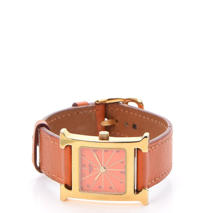 Hermes Stainless Steel Swift 21mm Heure H Hour Quartz Watch Orange 3 of 8