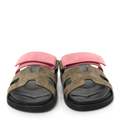 Hermes Suede Goatskin Womens Chypre Sandals 36 Toundra Rose Du Desert 2 of 9