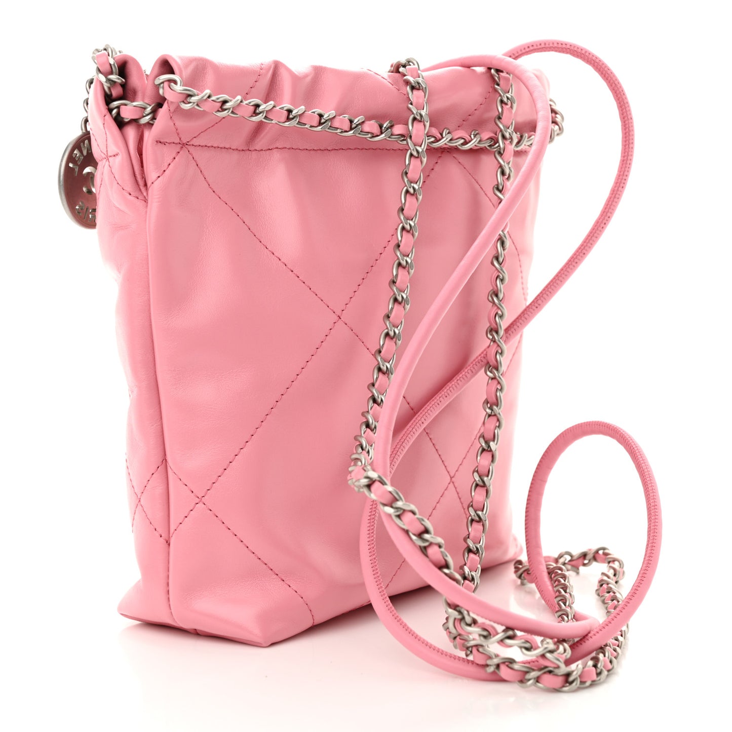 Shiny Calfskin Quilted Mini Chanel 22 Pink