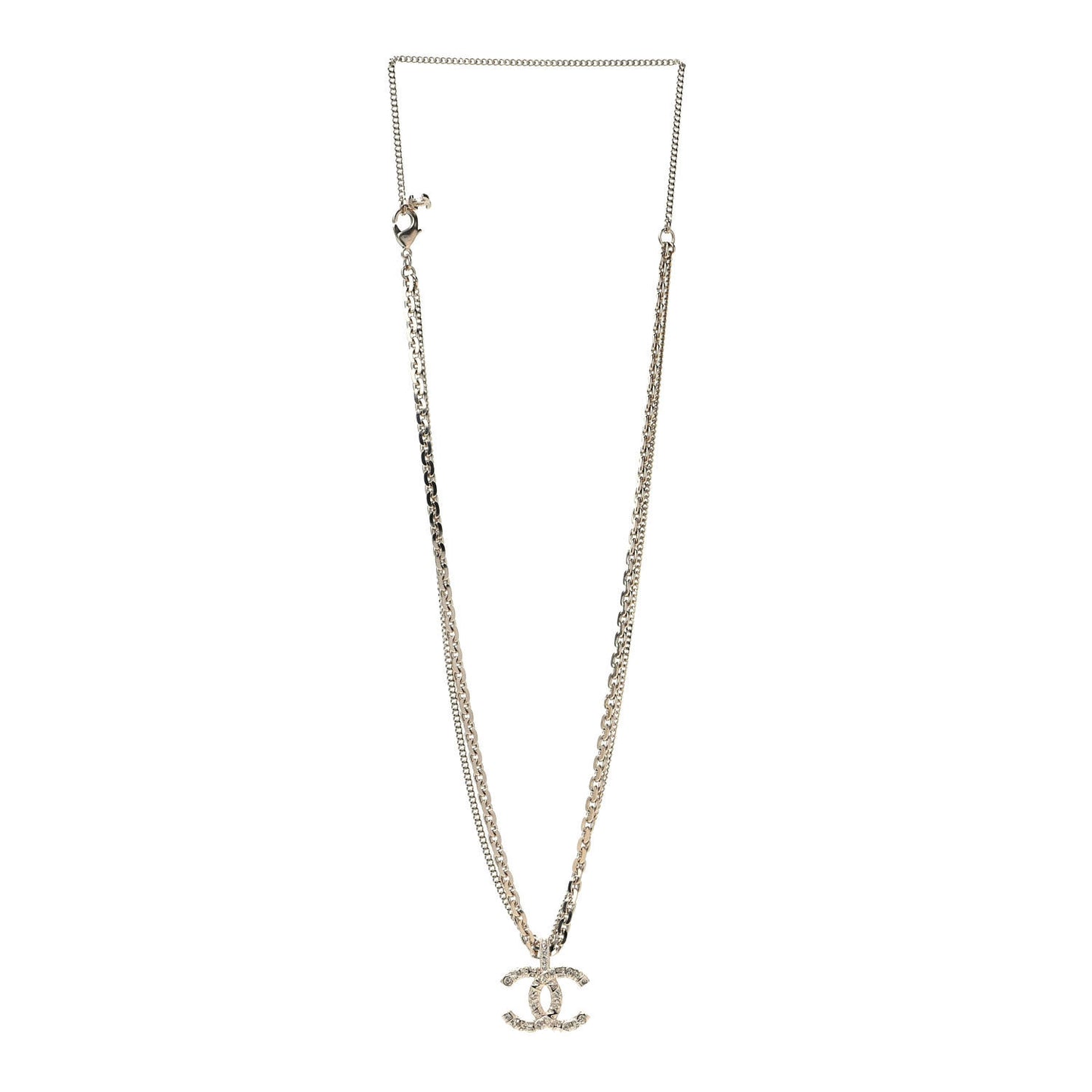 Crystal CC Multi Strand Chain Necklace Gold