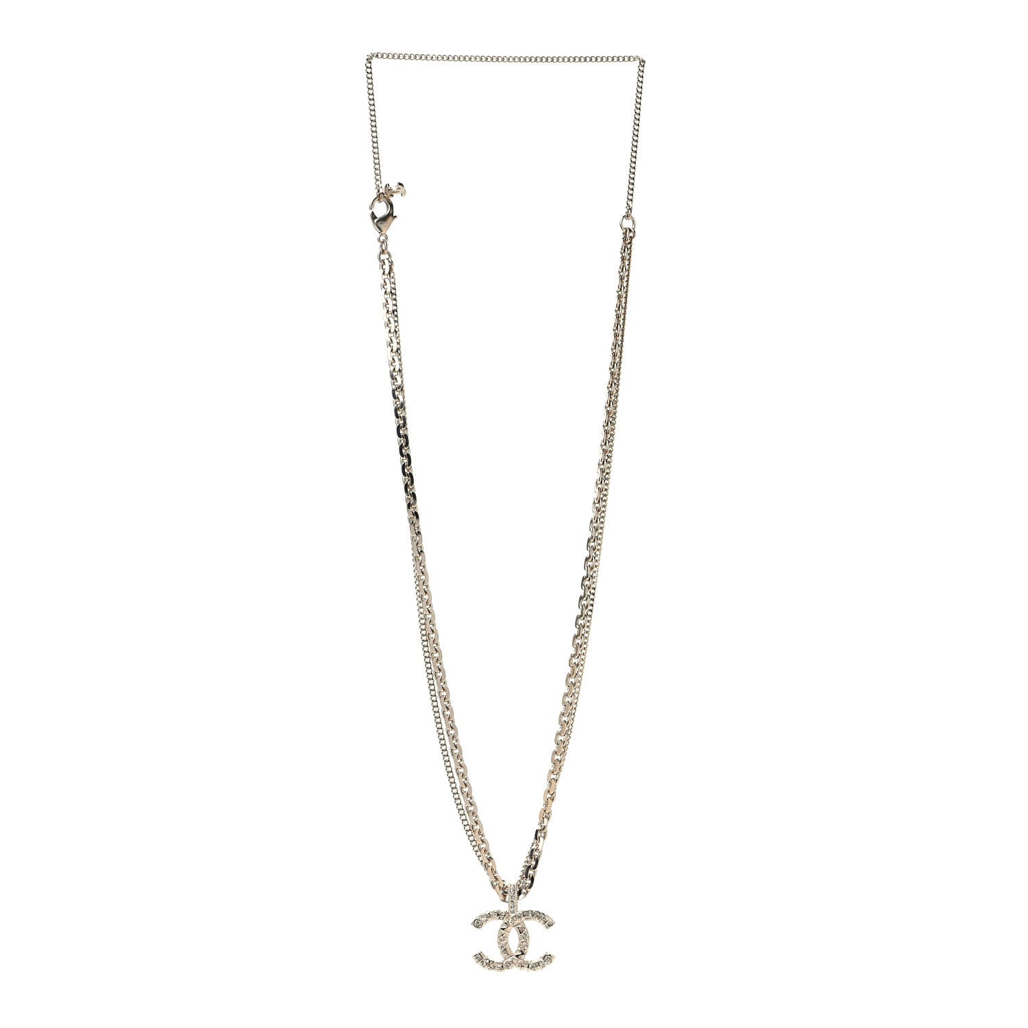 Chanel Crystal CC Multi Strand Chain Necklace Gold 2 of 4