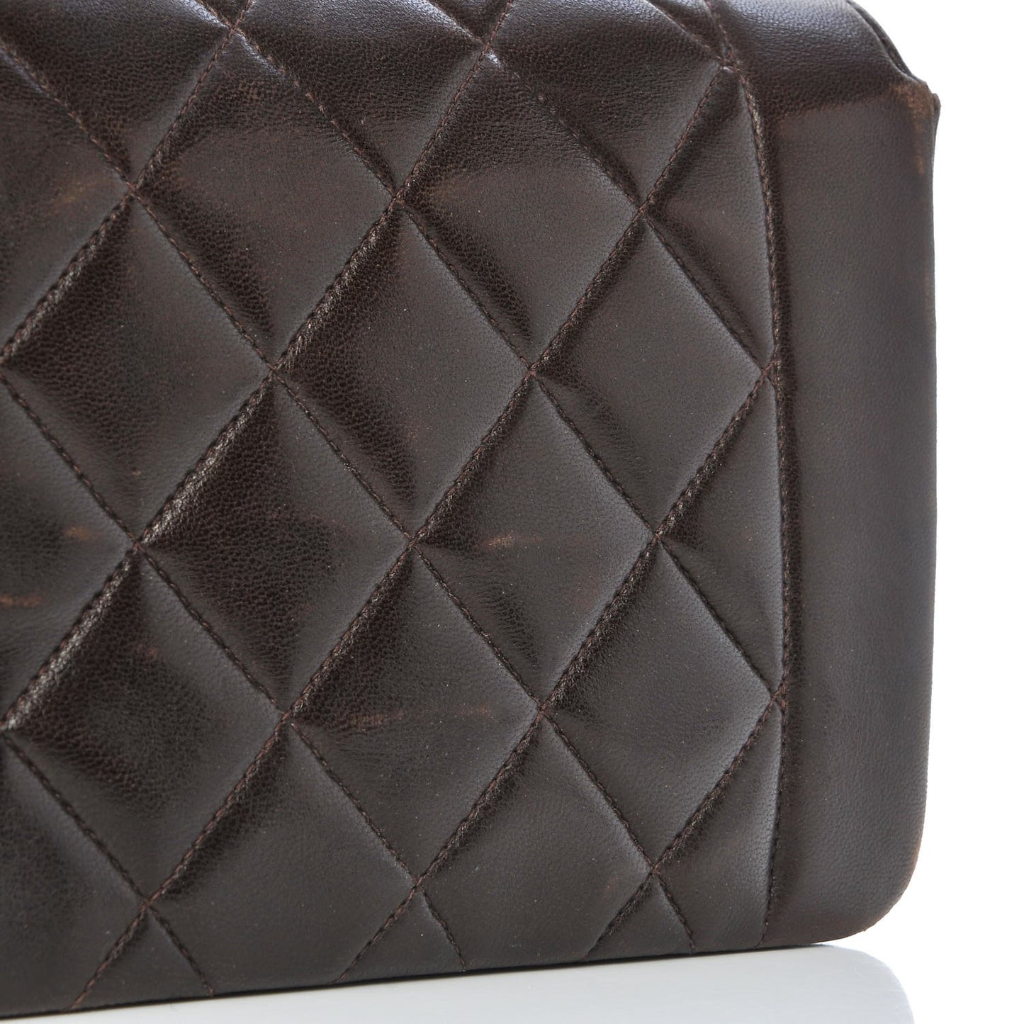 Lambskin Quilted Small Single Flap Brown