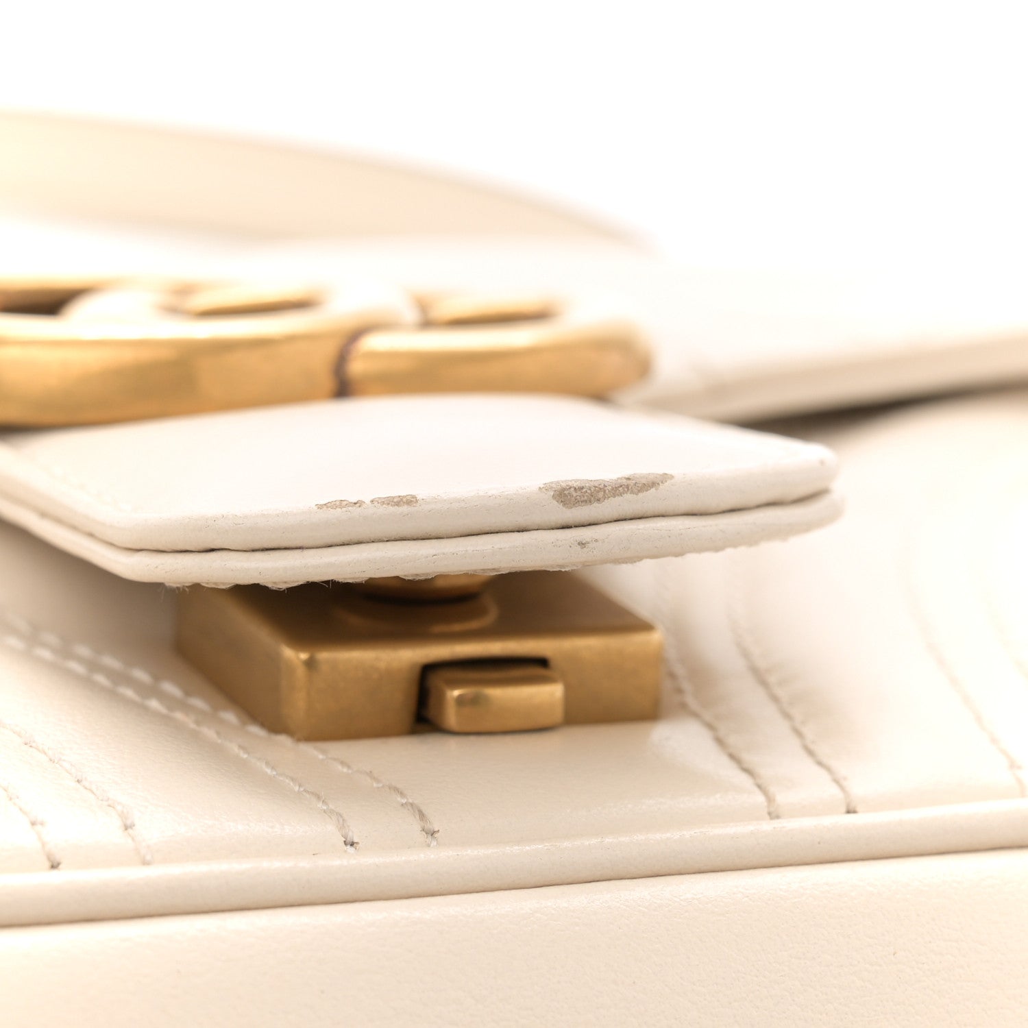 Gucci Calfskin Matelasse Small GG Marmont Shoulder Bag White 11 of 12