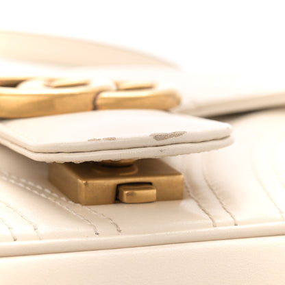 Gucci Calfskin Matelasse Small GG Marmont Shoulder Bag White 11 of 12