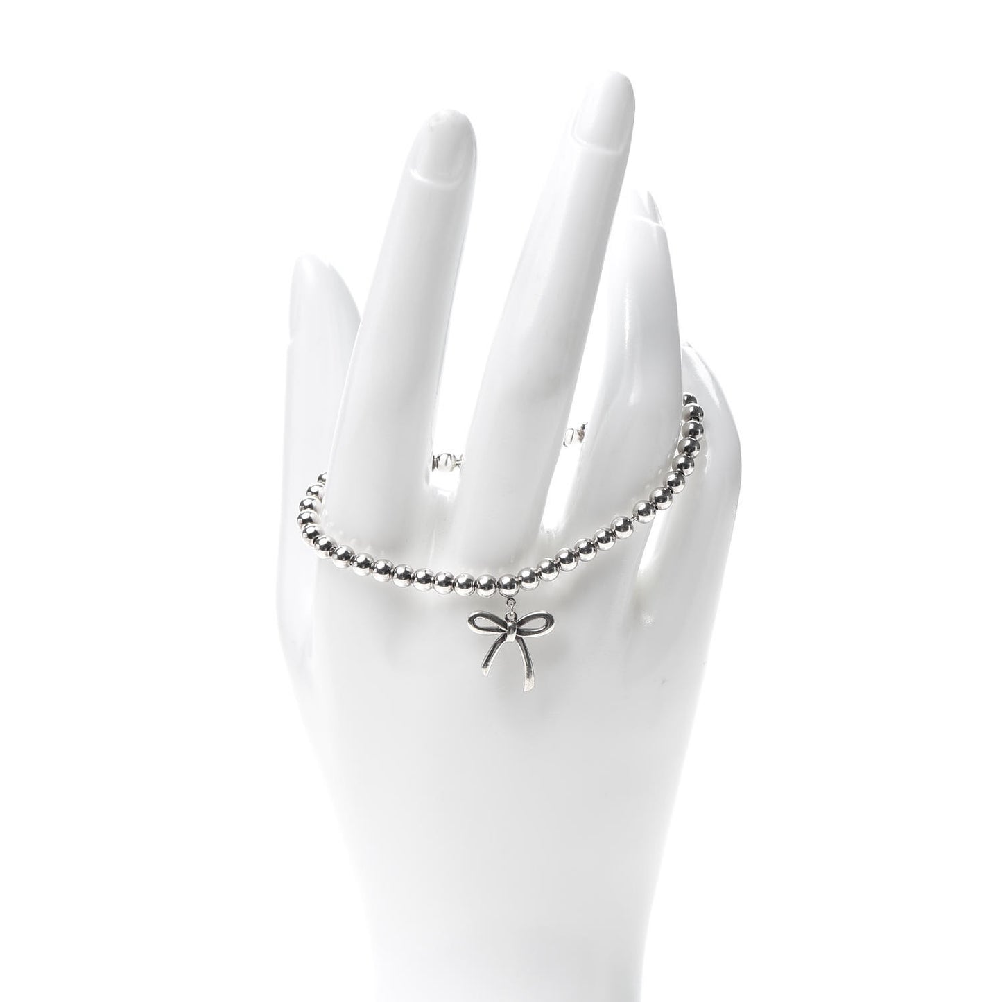 Sterling Silver 4mm Bow Bead Bracelet