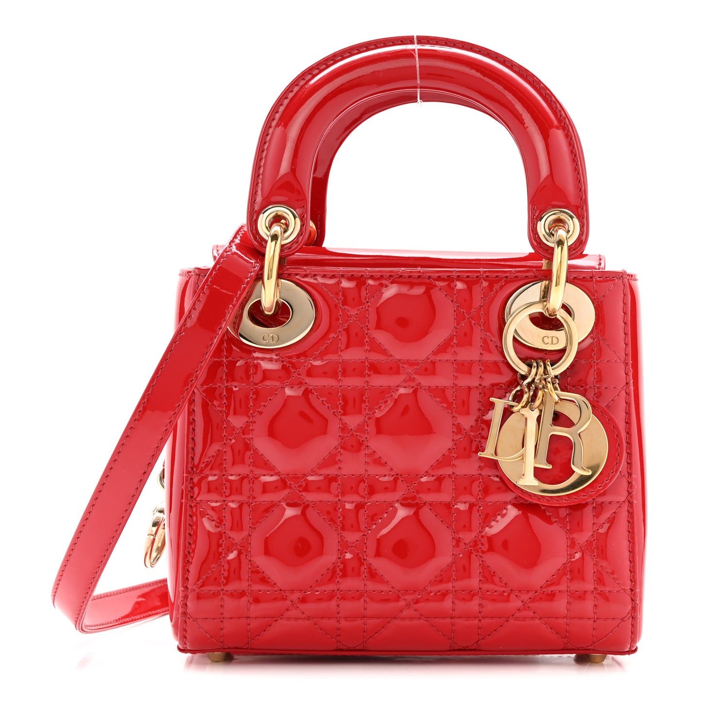 Patent Cannage Mini Lady Dior Red