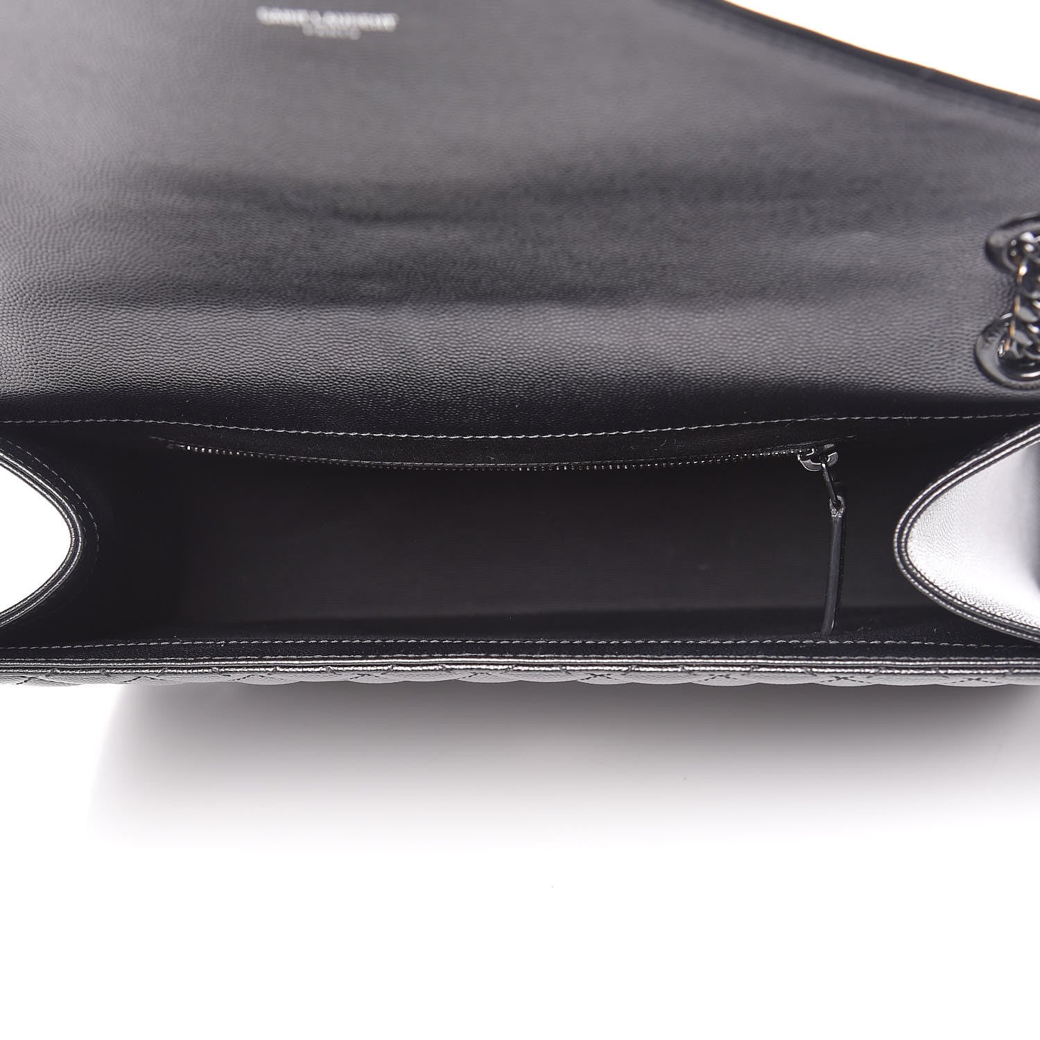 Saint Laurent Grain De Poudre Textured Mixed Matelasse Large Triquilt Monogram Monochrome Satchel Black 5 of 12