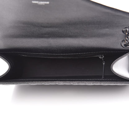 Saint Laurent Grain De Poudre Textured Mixed Matelasse Large Triquilt Monogram Monochrome Satchel Black 5 of 12