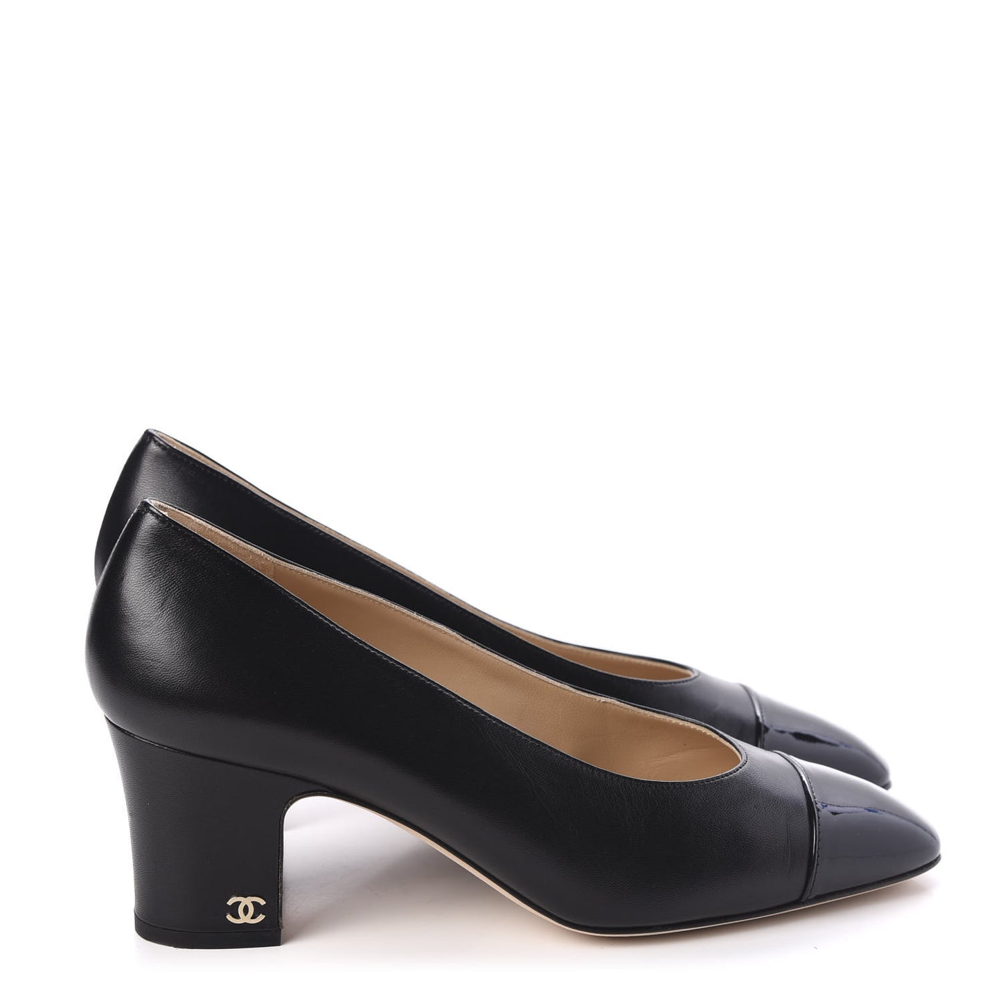 Lambskin Patent CC Cap Toe Pumps 39 Black