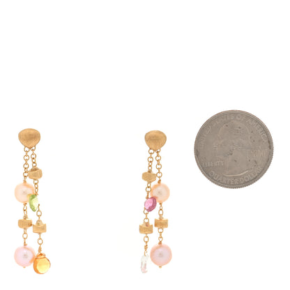 Marco Bicego 18K Yellow Gold Cultured Pearl Multi Gemstone Paradise Drop Earrings 2 of 4