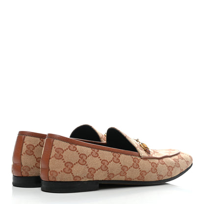 Gucci Canvas GG Monogram Horsebit Womens Jordaan Loafers 39.5 Beige Ruggine Rust 4 of 8