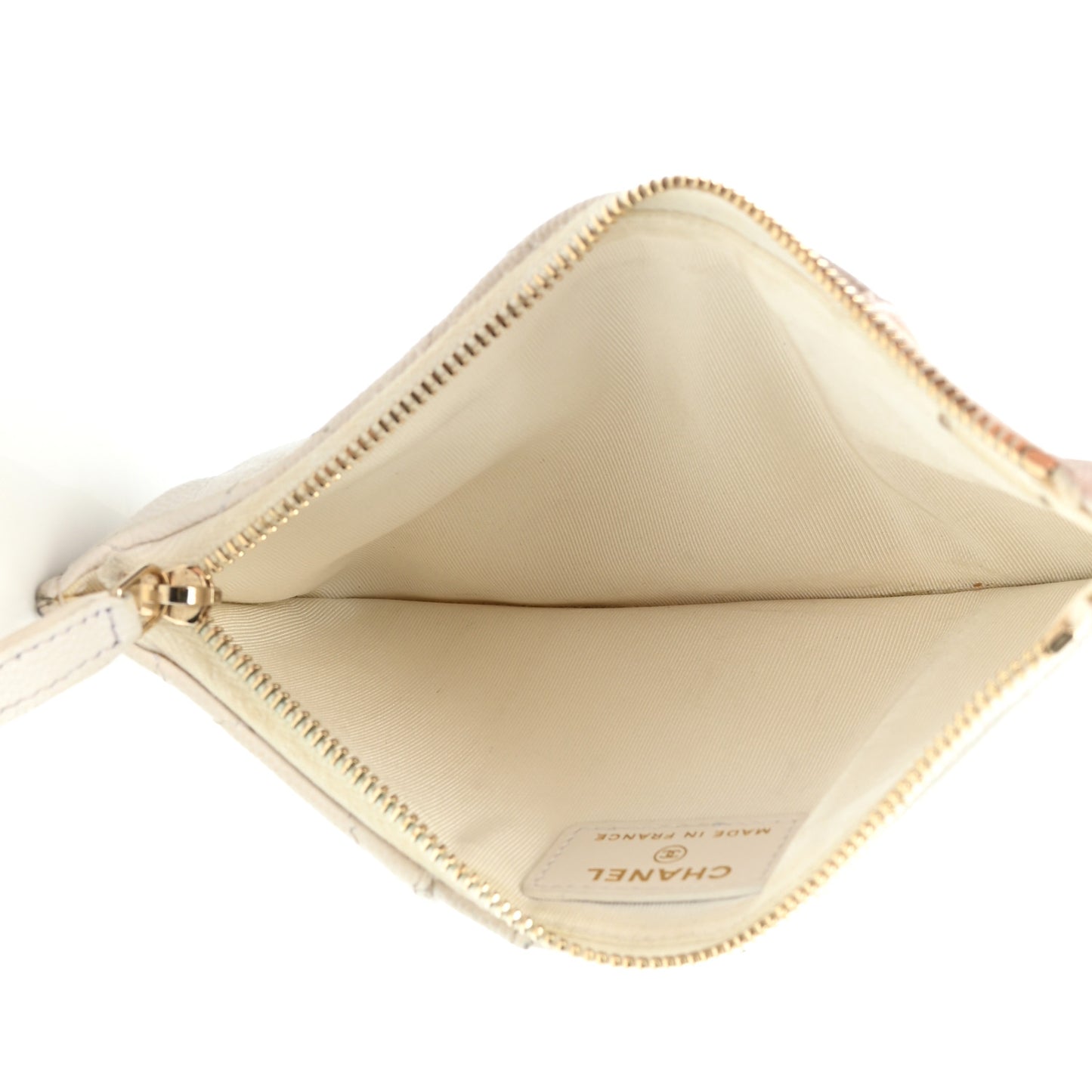 Caviar Quilted Classic Flat Wallet Pouch White