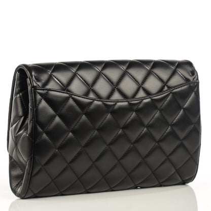 Chanel Lambskin Quilted Clutch With Chain Flap Black 3 of 9