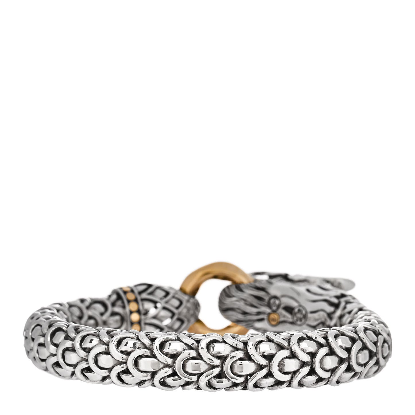 Sterling Silver 18K Yellow Gold 10mm Naga Dragon Bracelet
