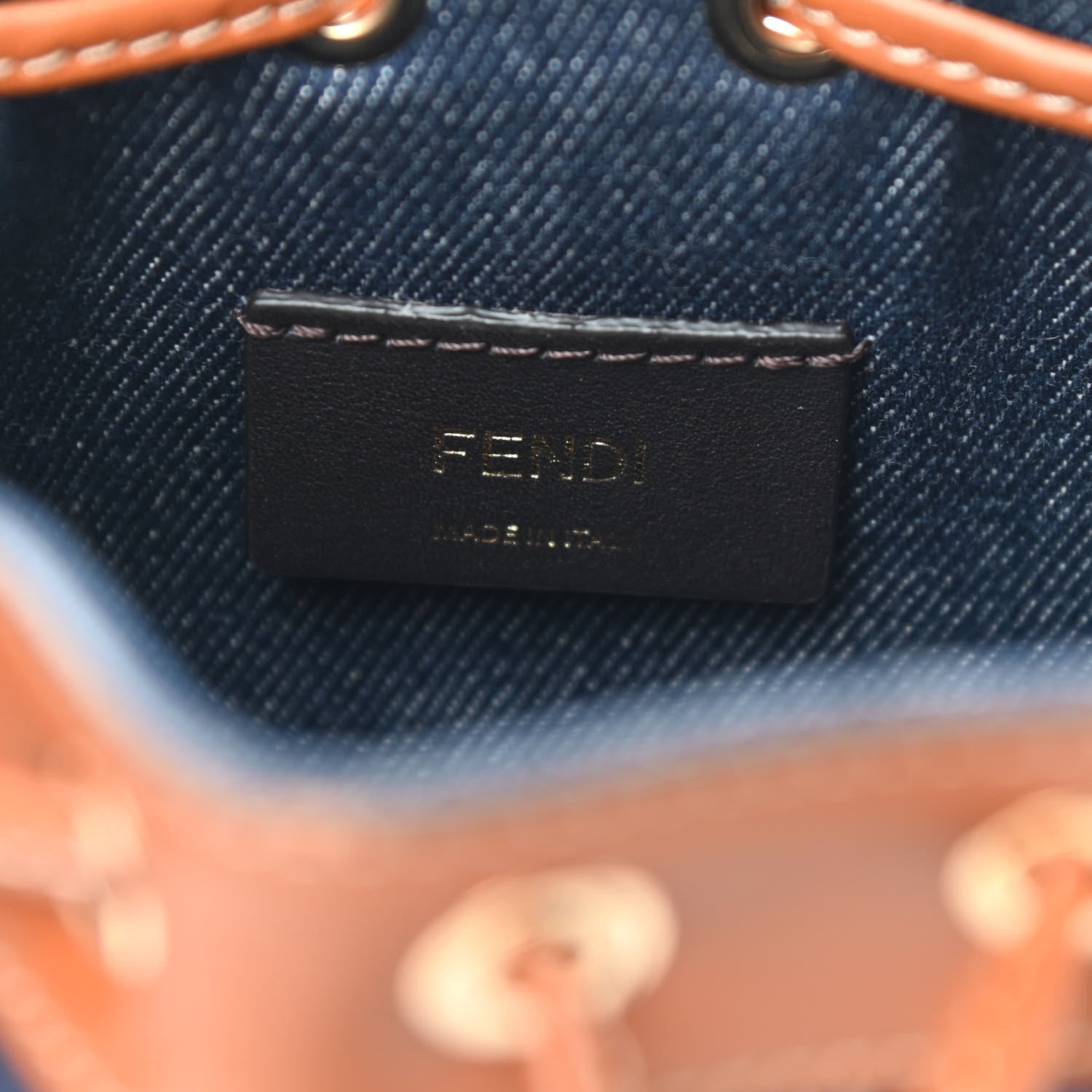 Fendi Denim Vitello King F is Fendi FF Embroidered Mini Mon Tresor Bucket Bag Blue Cuoio 5 of 6
