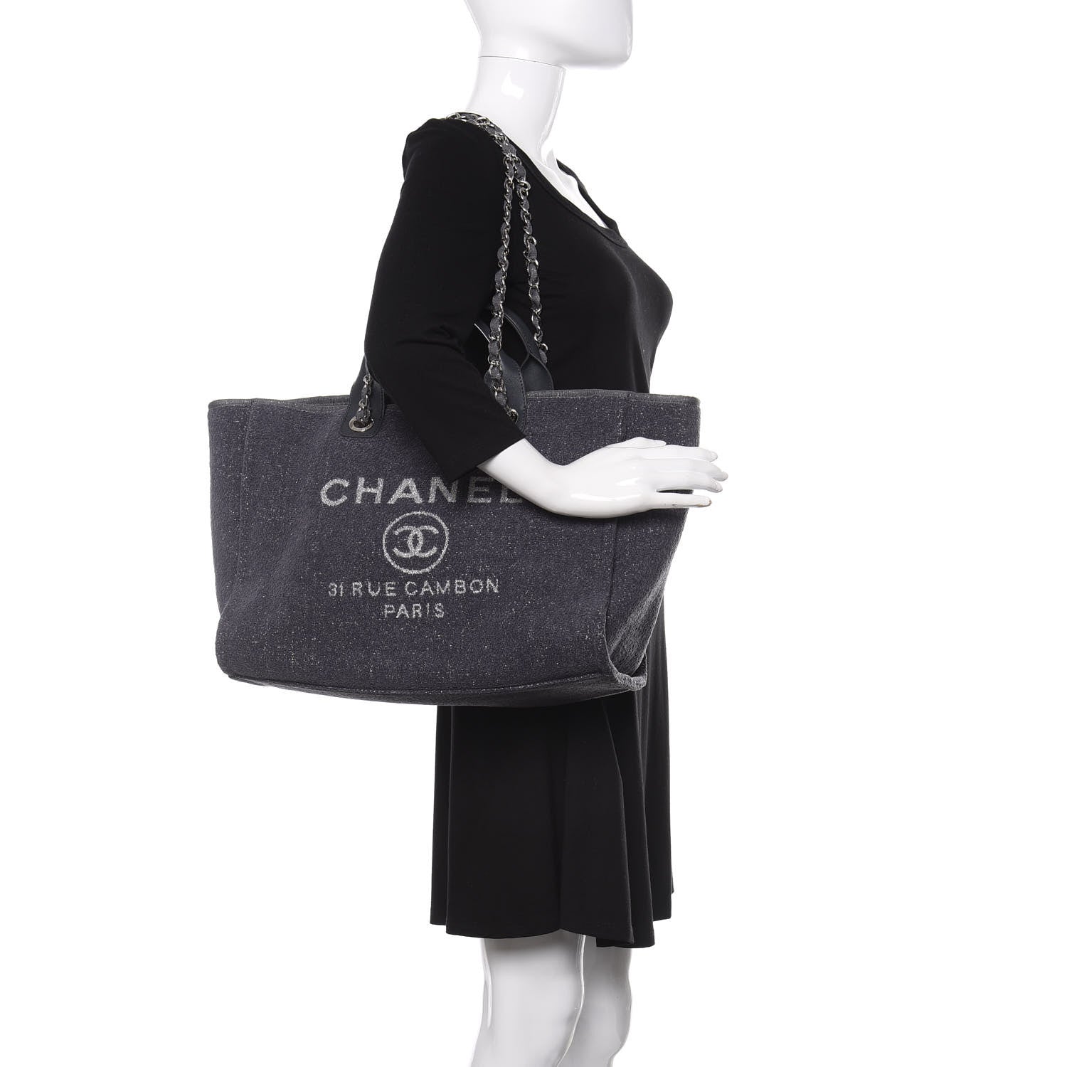 Chanel Lurex Boucle Medium Deauville Tote Grey 2 of 10