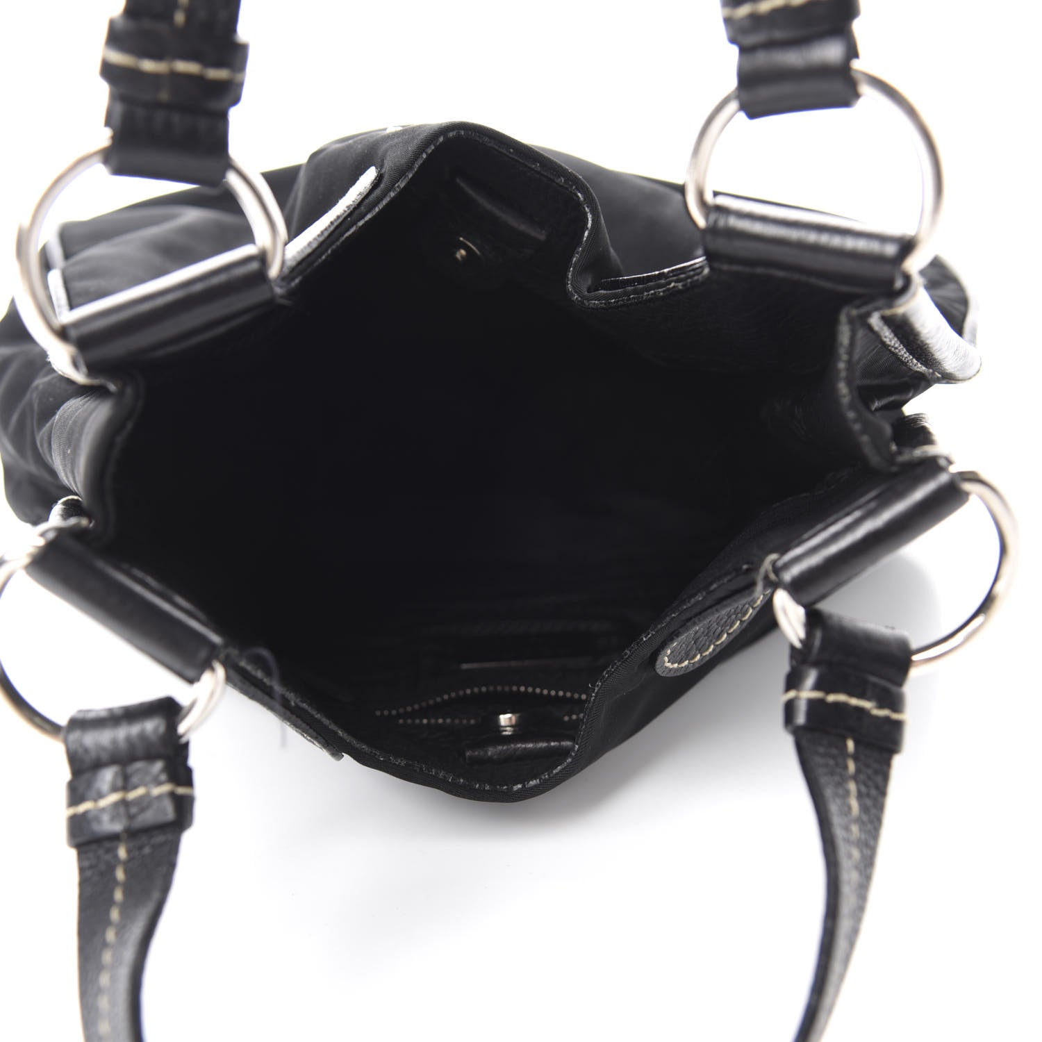 Prada Tessuto Light Nylon Vitello Daino Shoulder Bag Black 5 of 11