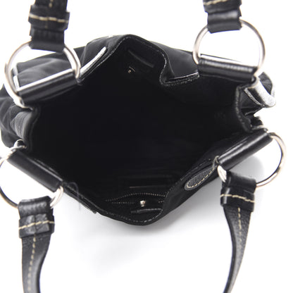 Prada Tessuto Light Nylon Vitello Daino Shoulder Bag Black 5 of 11