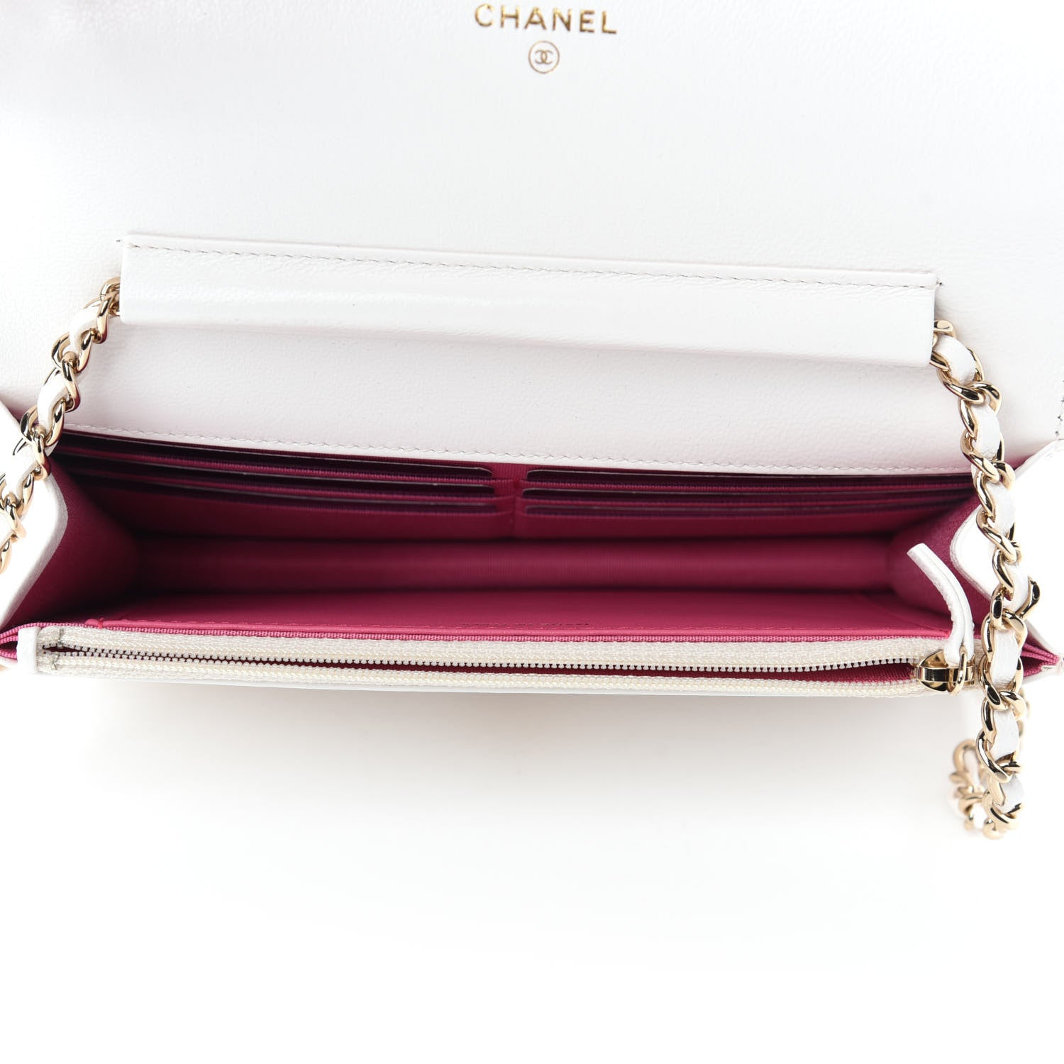 Chanel Goatskin Quilted Timeless CC Wallet On Chain WOC White 5 of 14