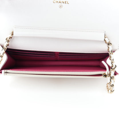Chanel Goatskin Quilted Timeless CC Wallet On Chain WOC White 5 of 14