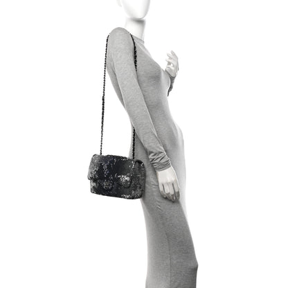 Chanel Sequin Medium Single Flap Silver Black 2 of 10