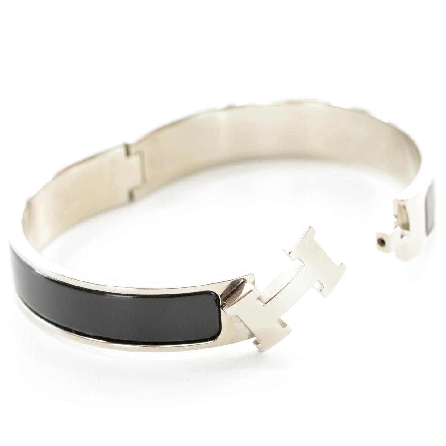 Enamel Narrow Clic Clac H Bracelet Black