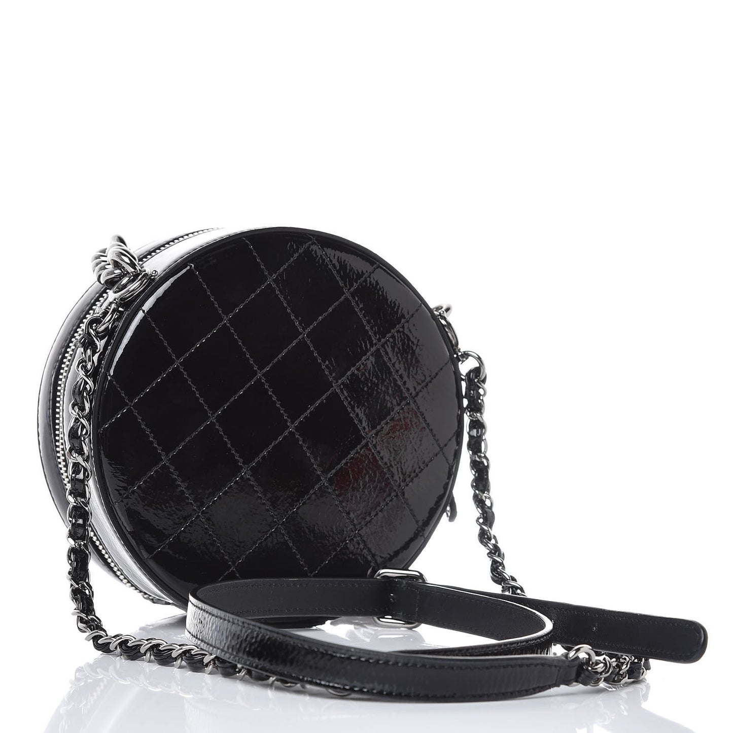 Patent Round As Earth Evening Bag Black