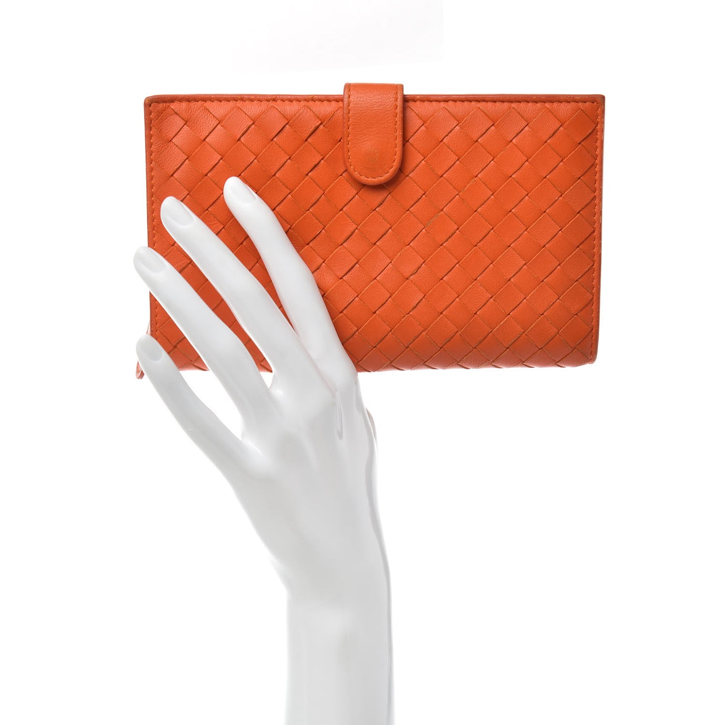 Nappa Intrecciato Continental Snap Wallet Tangerine