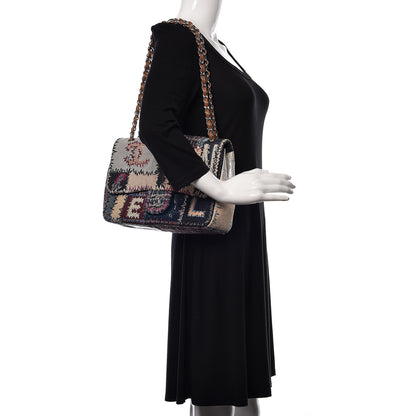 Chanel Denim Tweed Patchwork Jumbo Single Flap Multicolor 2 of 10