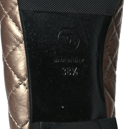 Chanel Metallic Aged Calfskin Quilted CC Cap Toe Ballerina Flats 38.5 Light Gold 8 of 10