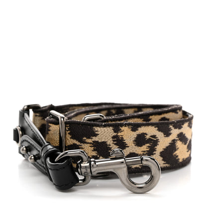 Christian Dior Canvas Mizza Embroidered Leopard Shoulder Strap Beige Black 1 of 5
