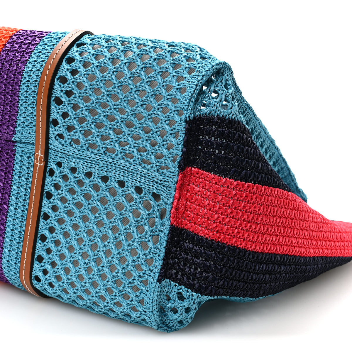 Gucci Raffia Web Woven Interlocking G Tote Blue Multicolor 10 of 10