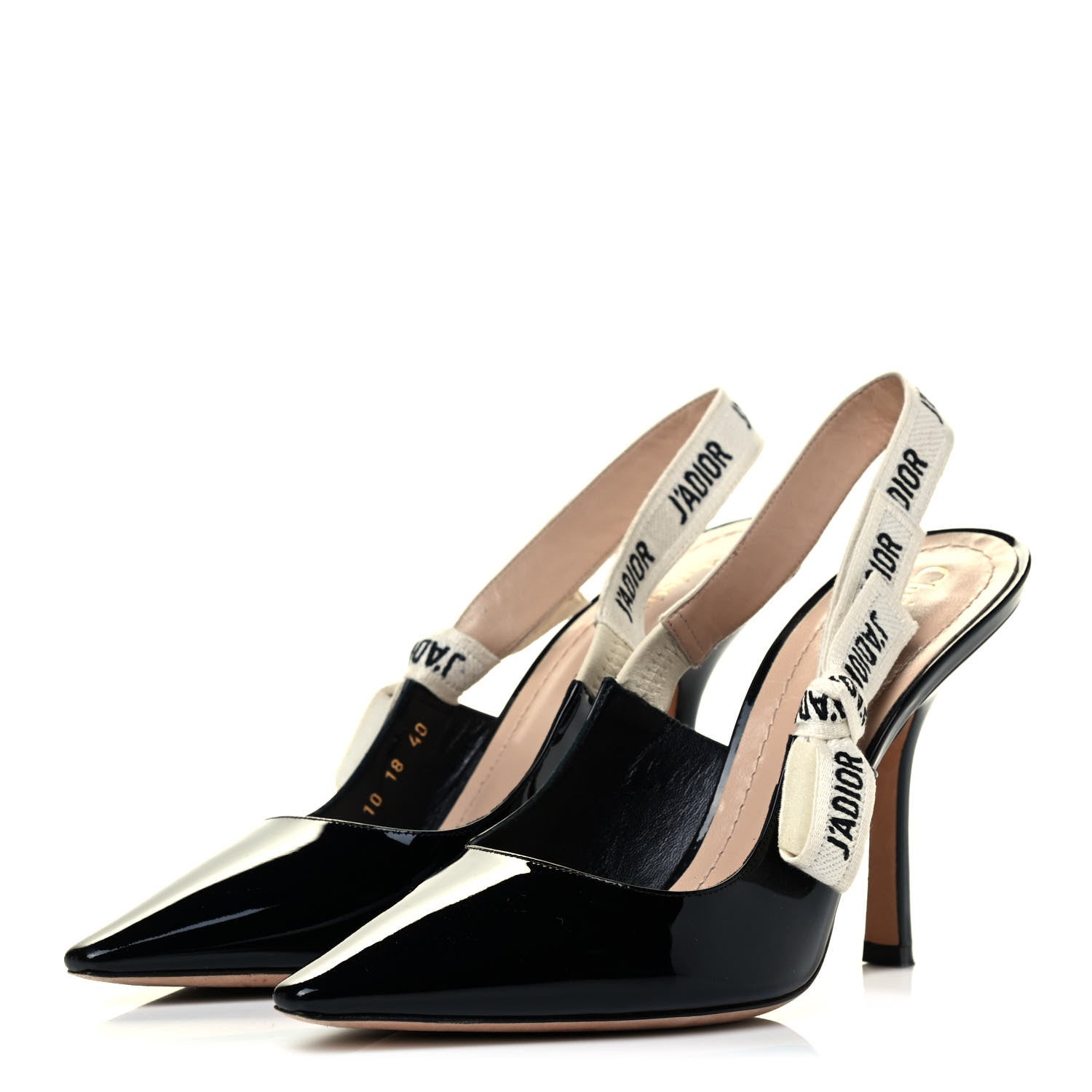Christian Dior Patent Ribbon J'Adior Slingback 100mm Pumps 40 Black 3 of 7