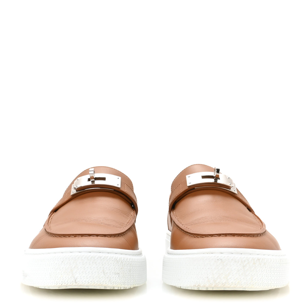 Epsom Calfskin Mens Game Slip On Fringe Sneakers 42.5 Naturel