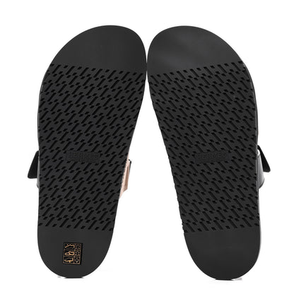 Hermes Calfskin Mens Chypre Sandals 42.5 Naturel Safari Black 4 of 4