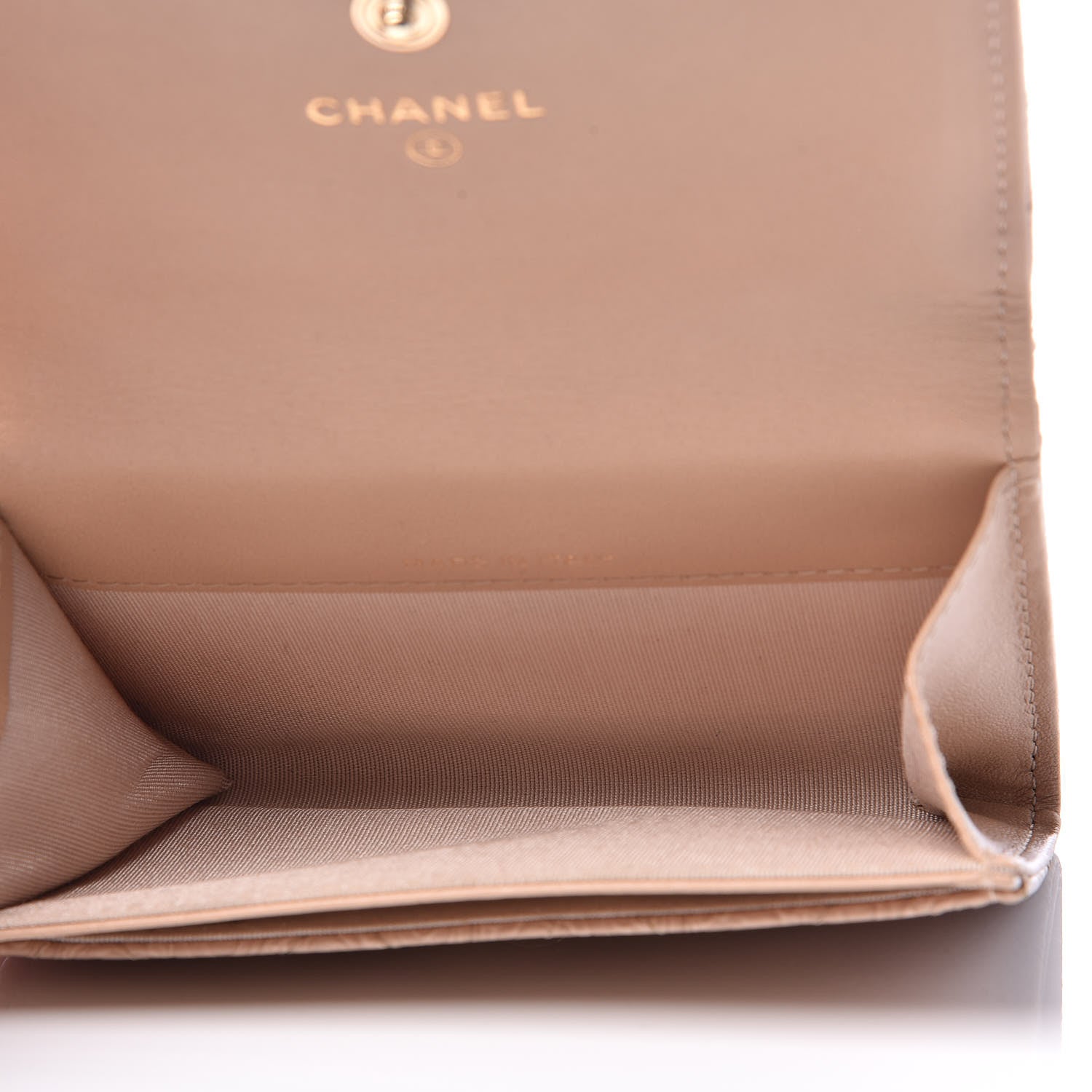 Chanel Camellia Calfskin Embossed Quilted Flap Card Holder Beige 5 of 8