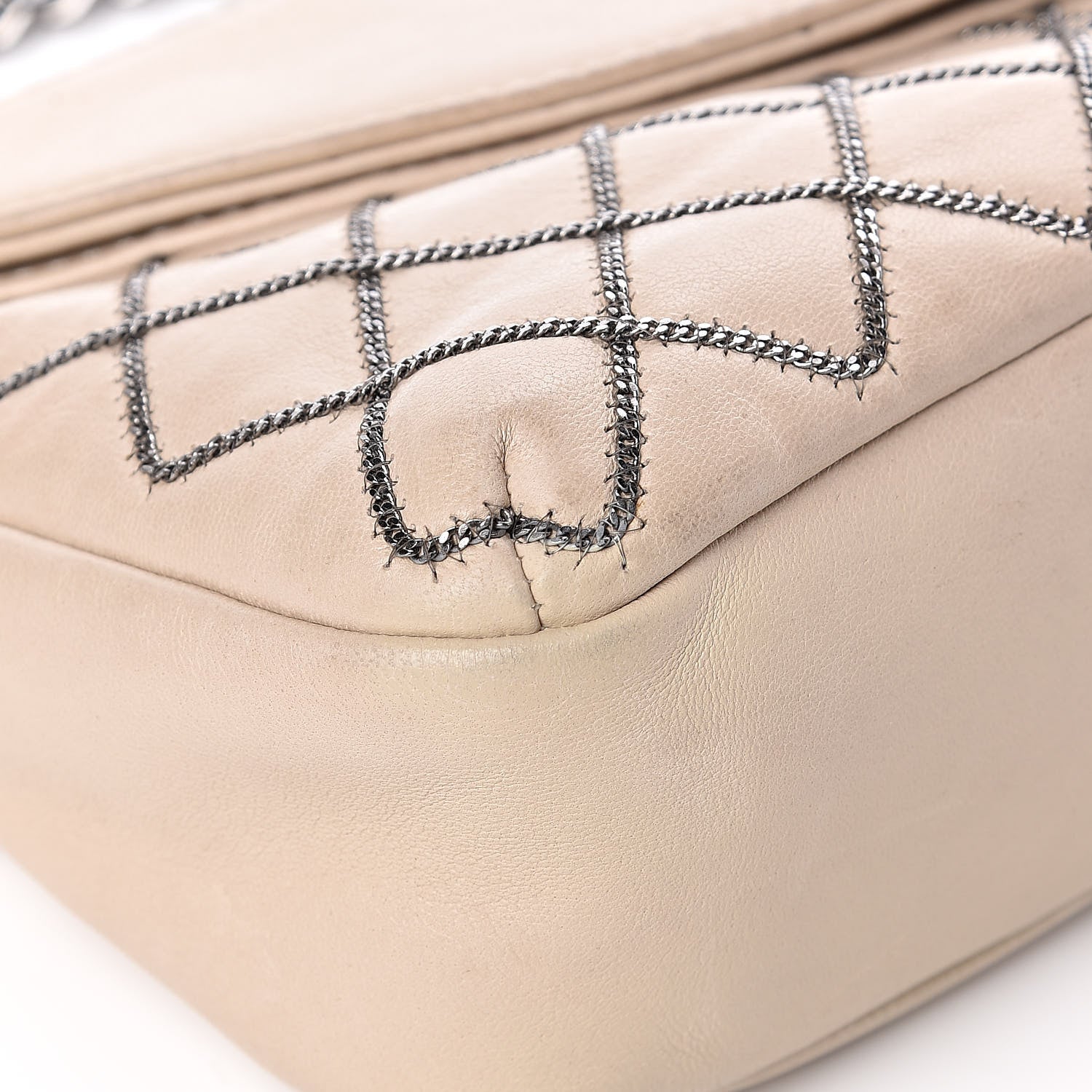 Chanel Lambskin Chain Stitch Clutch Beige 11 of 15