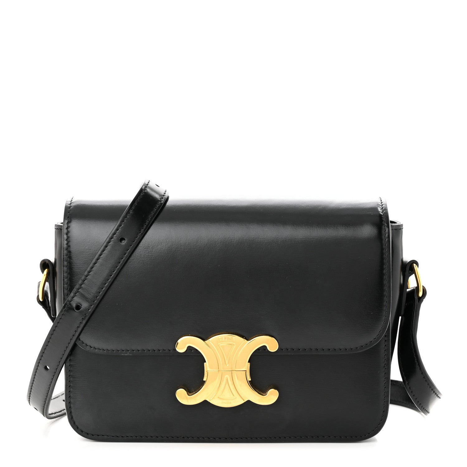 Celine Shiny Calfskin Small Triomphe Black 1 of 10