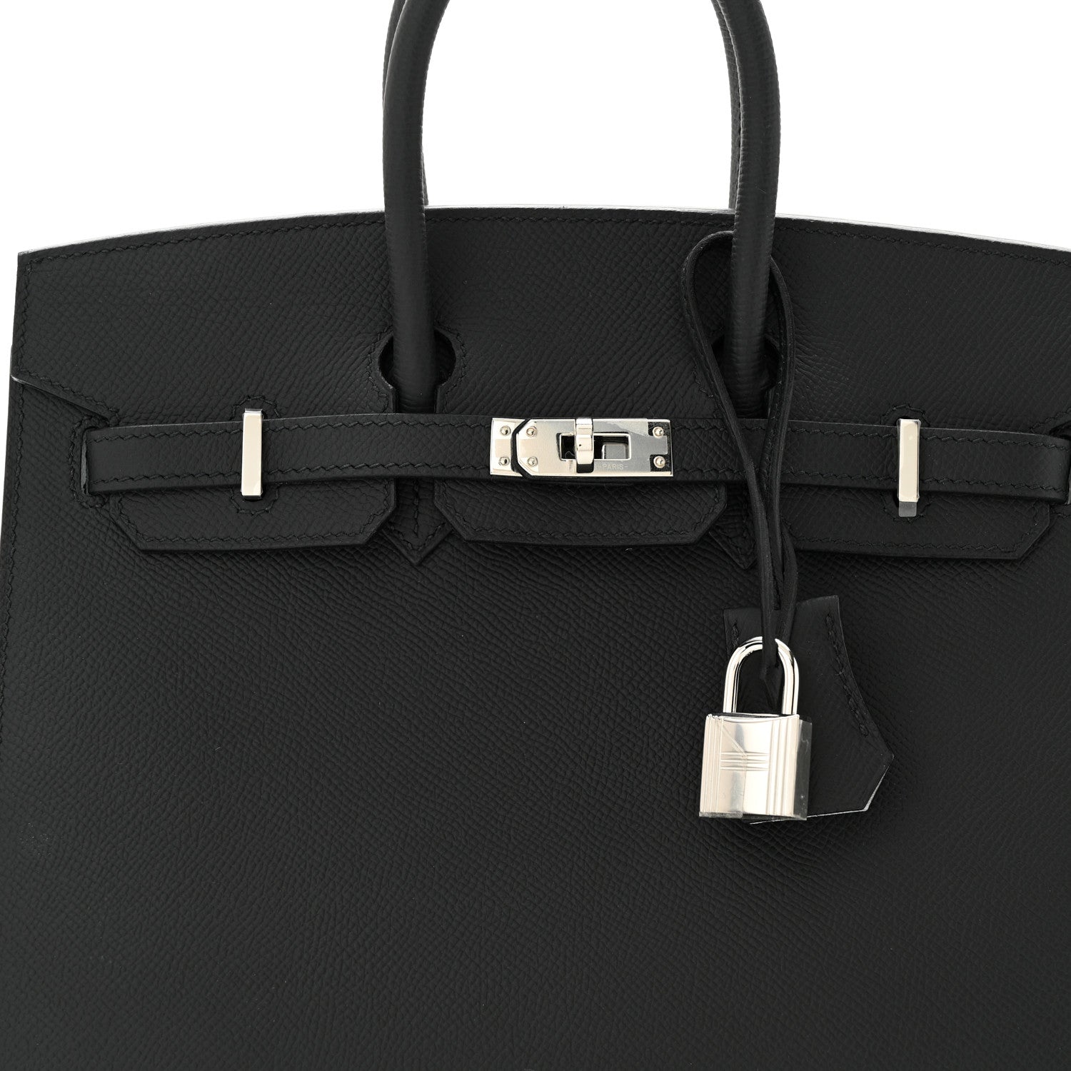 Hermes Epsom Horseshoe Birkin Sellier 25 Black Bleu Pale 8 of 11