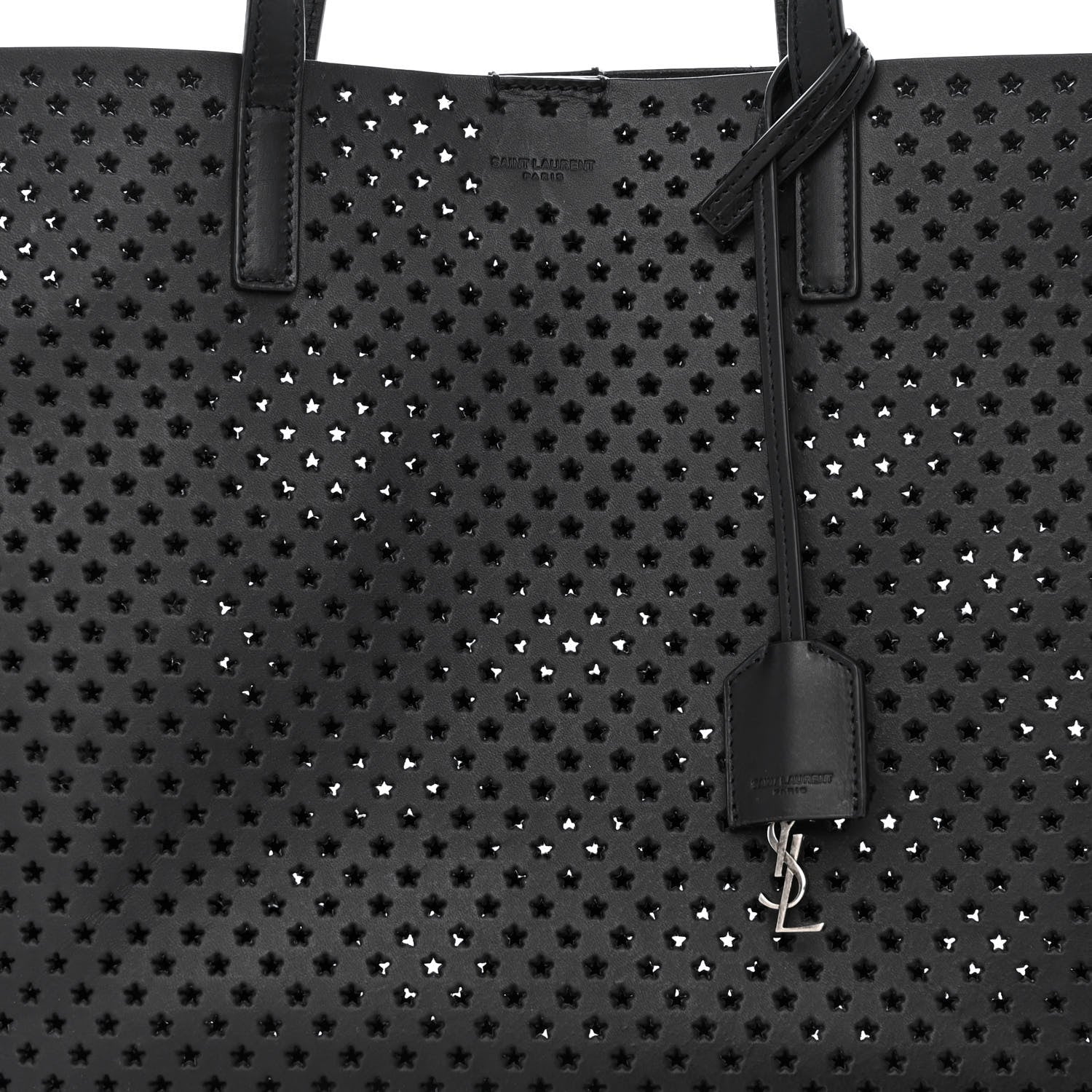 Saint Laurent Calfskin Star Perforated Large Shopping Tote Black 10 of 12