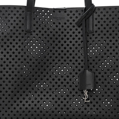 Saint Laurent Calfskin Star Perforated Large Shopping Tote Black 10 of 12